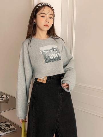 棒球場印花短版上衣