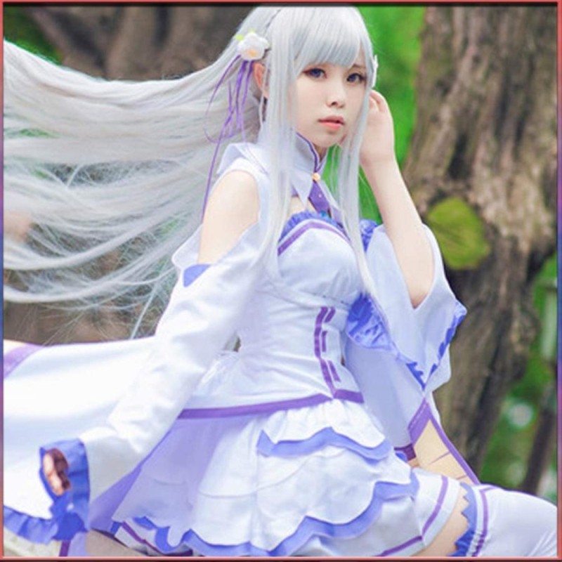 Re:ゼロから始める異世界生活　リゼロ　エミリア　衣装＋ウィッグ＋エルフ耳　S Amazon.co.jp: [milky time] ウィッグ付き Re:ゼロから始める異