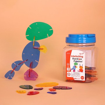 透明彩虹鵝卵石雪花片-罐裝(50125J) 生日禮物 新年禮物 益智玩具