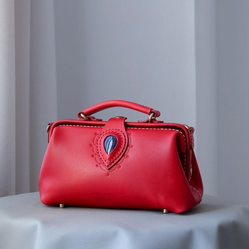 天使之眼 复古横版医生包斜挎包 手提口金包 巧克力色