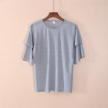 女五分袖修身圓領青春純色T恤衫上衣服氣質潮