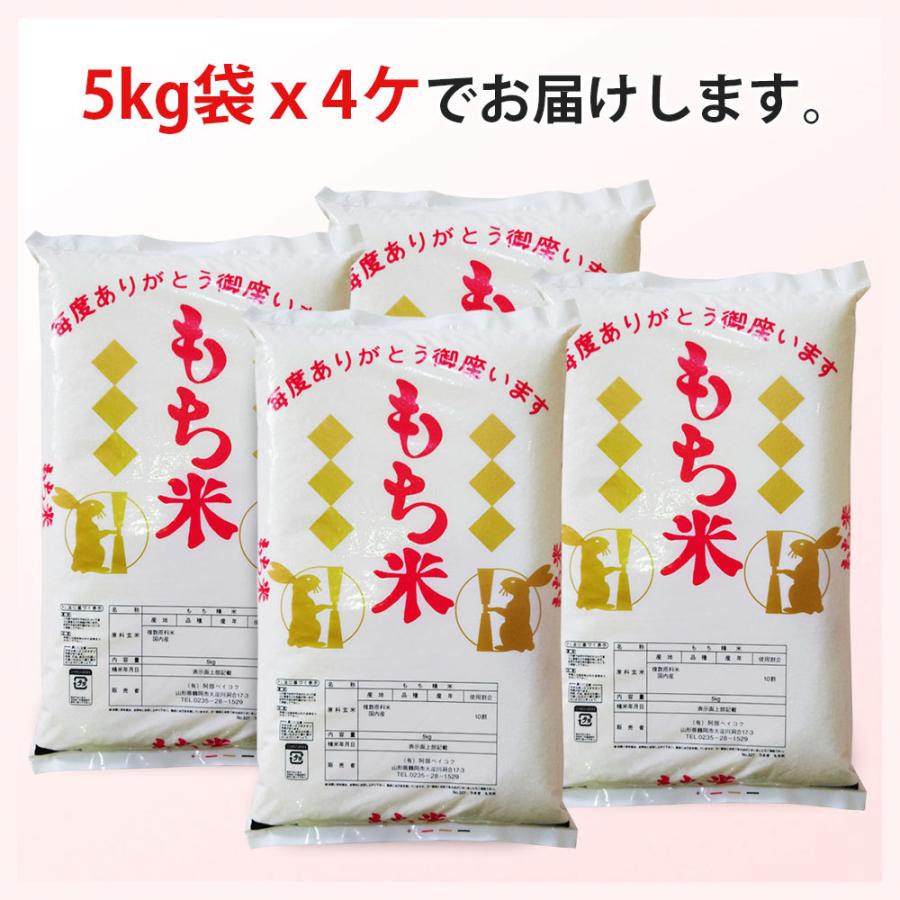 もち米 20kg (5kg×4袋) 送料無料 国内産 餅米 (別途送料加算地域あり)