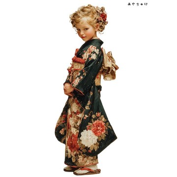 【12月新品4】07-114-0107 人物貼紙 和服復古