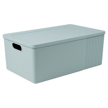 FAmILyLIFE 生活 日式可疊加衣物雜物收納箱 YG-136 單格款 26L  49.5 x 30.5 x 19.8cm  冰湖藍  1個