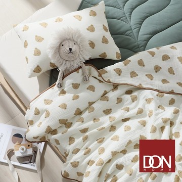 HOYACASA 韓系純棉雙層紗兒童涼被 枕頭｜甜夢熊熊