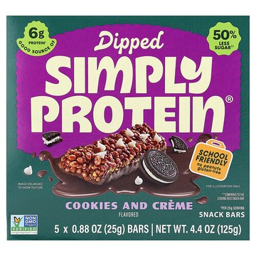 Simply Protein, 蘸料零食棒，曲奇奶油味，5 根，每根 0.88 盎司（25 克）