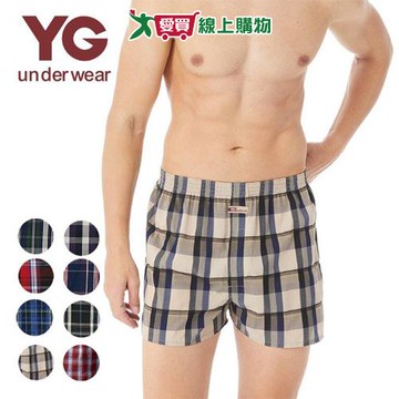 YG 色織平織五片式平口褲 M~XLL 100%精疏棉 親膚 吸汗透氣 立體剪裁 前開襟 男內褲 四角褲 內褲【愛買】