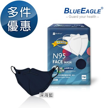 【藍鷹牌】壓條款 N95醫用立體型成人口罩 五層防護 深海藍 50片/盒 多件優惠中 NP-3DMWUBD-50