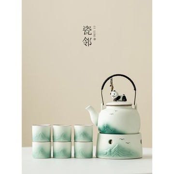 瓷鄰提梁茶壺單壺大容量陶瓷泡茶壺器高級感大號茶壺家用新款高檔