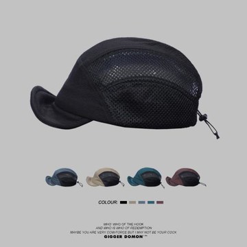 夏季網帽短檐帽抽繩翹檐帽速干跑步運動帽薄工裝機能軟沿帽棒球帽