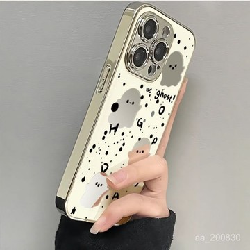 ✨限時下殺✨趣味幽靈電鍍鏡麵iPhone16手機殻蘋果15/14/13全包xs/8p防摔12/11