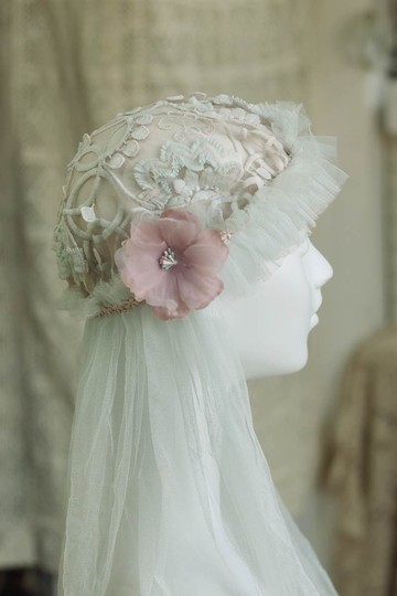 復古手染做舊20年代風格新娘網紗帽手作網紗頭紗