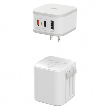 Timo 45W 旅行電源供應器 含萬國轉接頭  白色  1個
