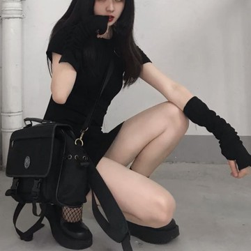 【桃園出貨+免運】秋冬季暗黑袖套女辣妹針織學生加厚保暖情侶網紅忍者半指手套袖套