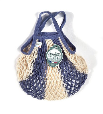 法國Filt經典手工編織袋-藍白條 Bleu Jean Ecru