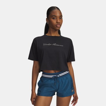 【UNDER ARMOUR】UA 女 WM CROP 短版短袖T-Shirt_6010588-001