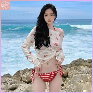 夏季新款🍓夏季三亞海邊性感露背比基尼高腰短褲溫泉沙灘純欲泳衣女