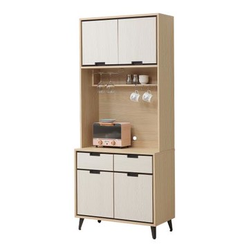 【唯熙傢俱】雷莎原木雙色2.7尺餐櫥櫃