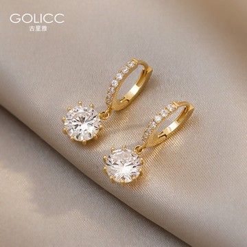 古里雅歐美設計簡約鑲鉆水晶耳環女配飾洋個性氣質高級感網紅耳飾