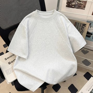 【台灣現貨 M-5XL大尺碼🔥】 華棉重磅短T 拼接休閒上衣 寬鬆大碼男裝 夏季純棉短袖 通勤穿搭 約會必備