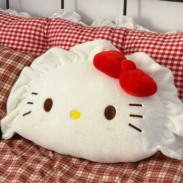 ✨桃園出貨✨抱枕可愛kt貓毛絨牀頭靠墊沙發學生宿舍牀上hellokitty抱枕餃子