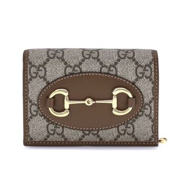 GUCCI 古馳 Horsebit 1955 馬銜扣 皮革 皮夾 零錢包 短夾 卡夾 米色 烏木色 726846