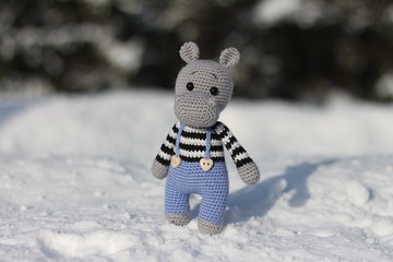 鉤針河馬玩具 7,1 英寸，手工 amigurumi 河馬，鉤針河馬