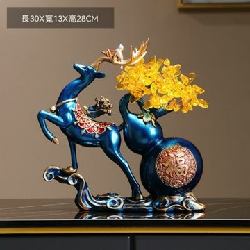 新川 招財福鹿擺件 30*13*28客廳玄關裝飾品 喬遷禮物 送人禮物 電視櫃裝飾