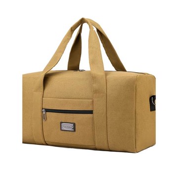 復古時尚大容量帆布旅行包女手提百搭行李包男短途打工出差旅游包