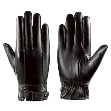 AHOYE 可觸控保暖機車手套 皮革面料防風  24 x 11 x 2cm  黑色