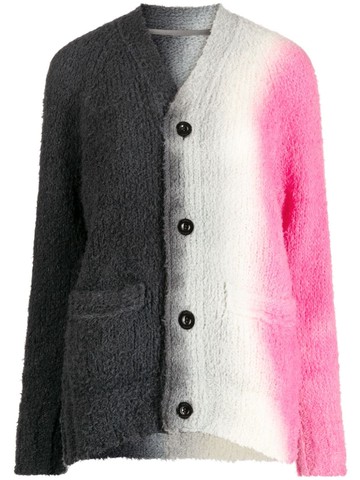 sacai - tie-dye print wool-blend cardigan - women - Polyester/Wool - 3 - Black