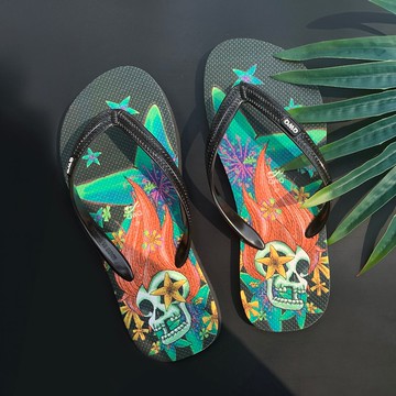 男生文創繪圖夾腳拖鞋 軟Q止滑情侶人字拖鞋 怒髮花