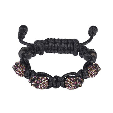超值優惠85折｜彩色水鑽黑骷髏黑色手環 尺寸_S