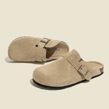 【現貨伴價65】源頭批發真皮勃肯鞋女外穿釣魚軟木博肯包頭半拖鞋