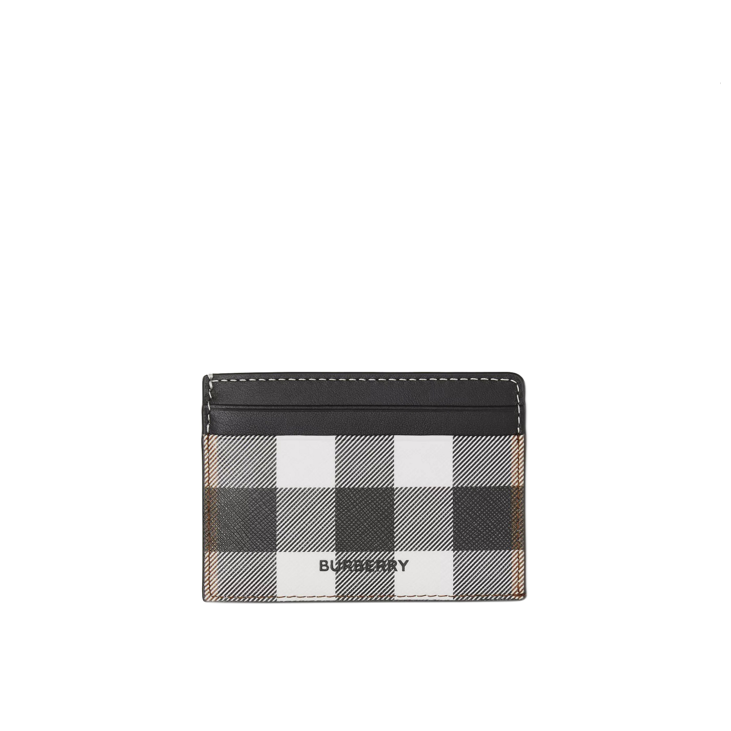 BURBERRY 格紋環保帆布及皮革卡片夾