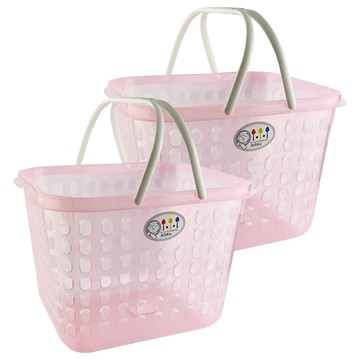 JUSKU 佳斯捷 迷你山櫻花置物籃2件組  22.2 x 17.9 x 12cm  粉色  1組