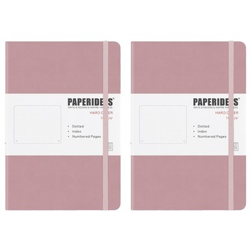 PAPERIDEAS A5 硬皮筆記本 點陣內頁 188頁 變色環保PU皮  冰莓粉  2本