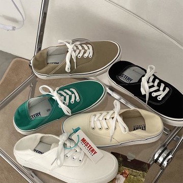 可踩后跟半拖帆布鞋2022夏季港風休閑兩穿小白鞋一腳蹬懶人鞋薄款