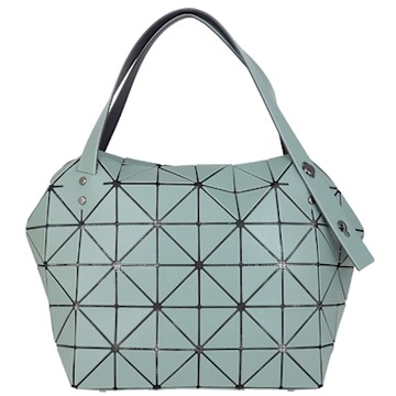 ISSEY MIYAKE 三宅一生 BAOBAO 淺綠色皮質三角格10x6手提/肩背包