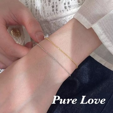 Pure Love樂芙 / 正韓 銀飾【S925純銀】B0925簡約通體純銀波光粼粼不規則車花小圓珠手鏈 / 銀