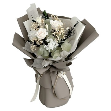 FLORA FLOWER 永生花束 (S) 復古焙茶杏仁