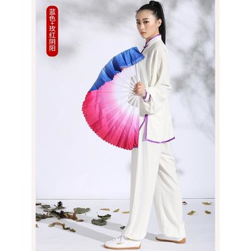 龍拳漸變彩云孔雀木蘭雙面左右手對扇古風廣場舞響扇舞蹈仿真絲綢