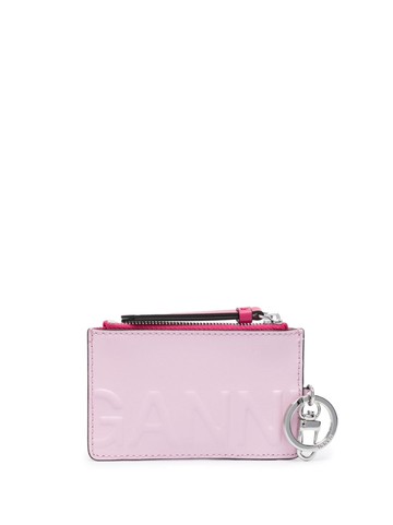 GANNI - embossed-logo recycled leather wallet - women - Recycled Leather/Polyurethane - One Size - Pink