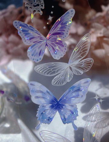 虹息之羽 鮮やかな 立體の蝶 PET 紙膠帶 貝殼光 10米卷