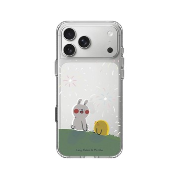 iPhone 17 Pro Max Clear Case（相機按鈕） 透明 - 懶散兔與啾先生 Lazy Rabbit and Mr.Chu - 煙火