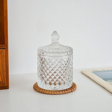 元氣角落 ins風菠蘿紋復古玻璃收納罐子桌面首飾收納盒裝飾儲物罐