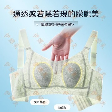 【臺灣出貨👙】水晶兔耳朵罩杯內衣超薄大胸顯小全罩杯收副乳防下垂無鋼圈文胸罩【伊娜美】