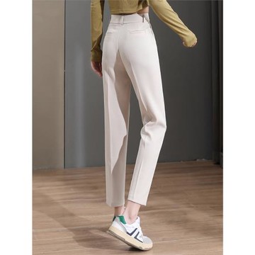顯瘦西褲米白色西裝褲女小個子煙管褲職業褲子垂感長褲休閑女褲