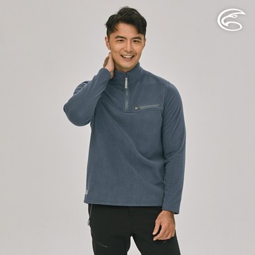 ADISI 男雙搖剪保暖半門襟上衣AL2221017｜午夜藍