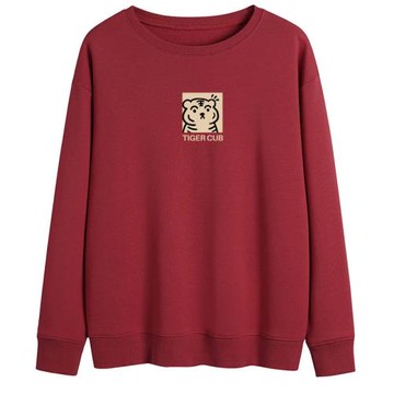 酒紅色跨年衛衣女大碼寬松韓版減齡春秋薄款長袖上衣2025新款外套